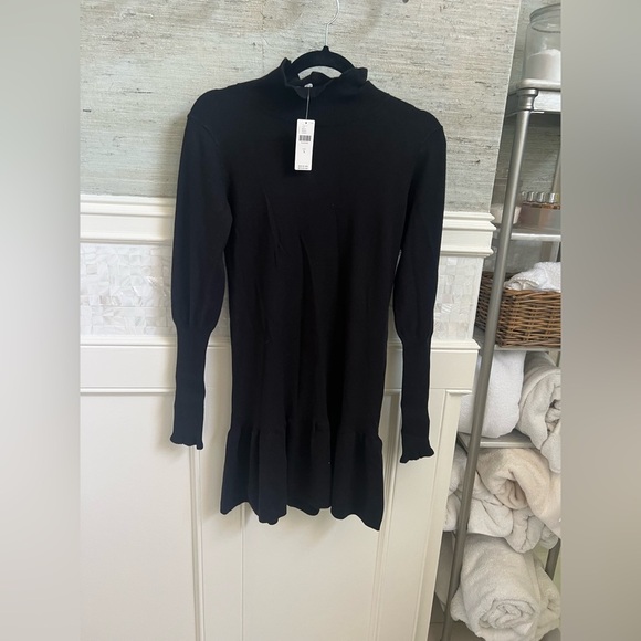 NWT new small Anthropologie sundays Andes sweater dress black mock neck ruffle - Picture 3 of 14